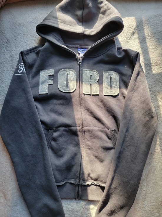 Ford Sweaters - Ford Black Hooded Zip-Up Jacket with Ford Patch